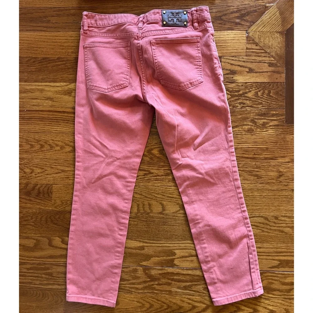 Tory‎ Burch Alexa Cropped Skinny Coral Salmon Jeans Women's Size 27